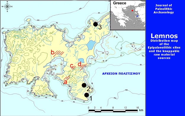 map Λήμνου 10000 χρόνων θέσεις