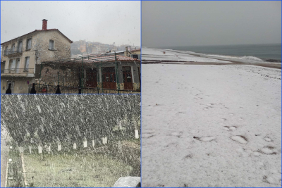 Εντυπωσιακές εικόνες: Έπεσαν τα πρώτα χιόνια στη Λέσβο, «ντύθηκε» στα λευκά Αγιάσος και Βατερά (pics)