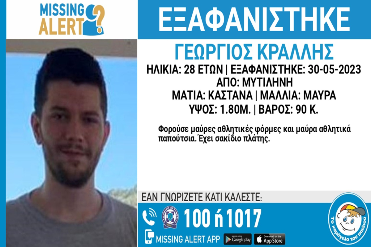 Missing alert Μυτιλήνη: Εξαφάνιση του Κράλλη Γεώργιου